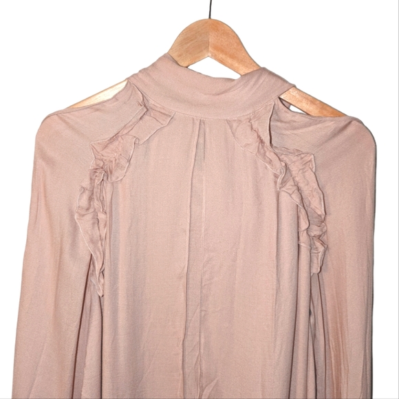 IRO Frejan Voile Ruffle Scarf Tie Neck Long Sleeve Layered Knit Blouse Top - Picture 5 of 16